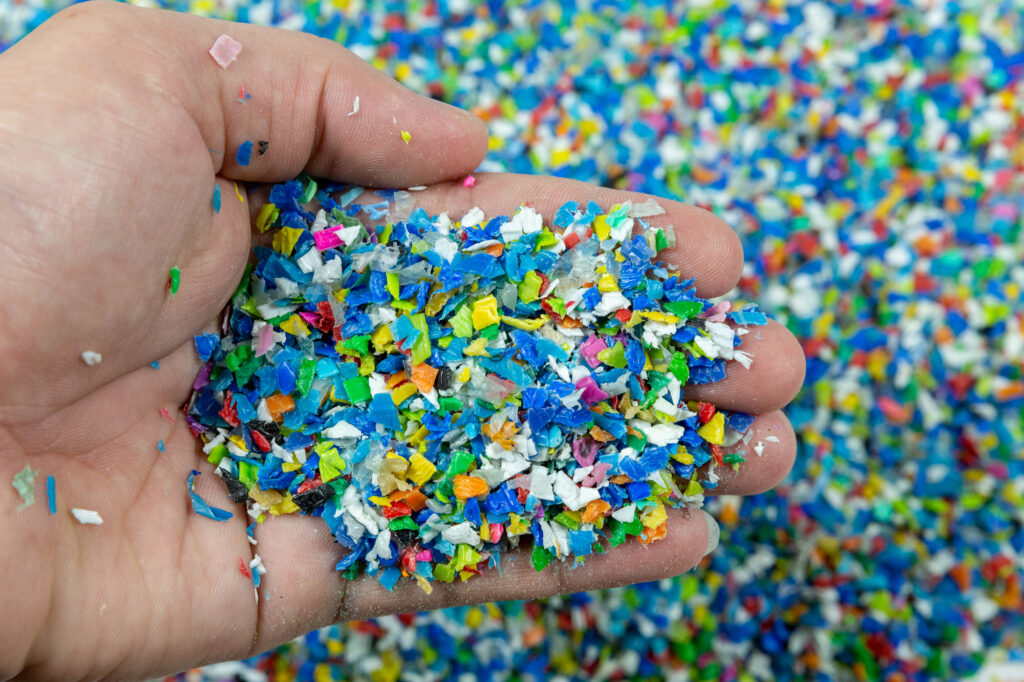 Close-up of plastic polymer granules