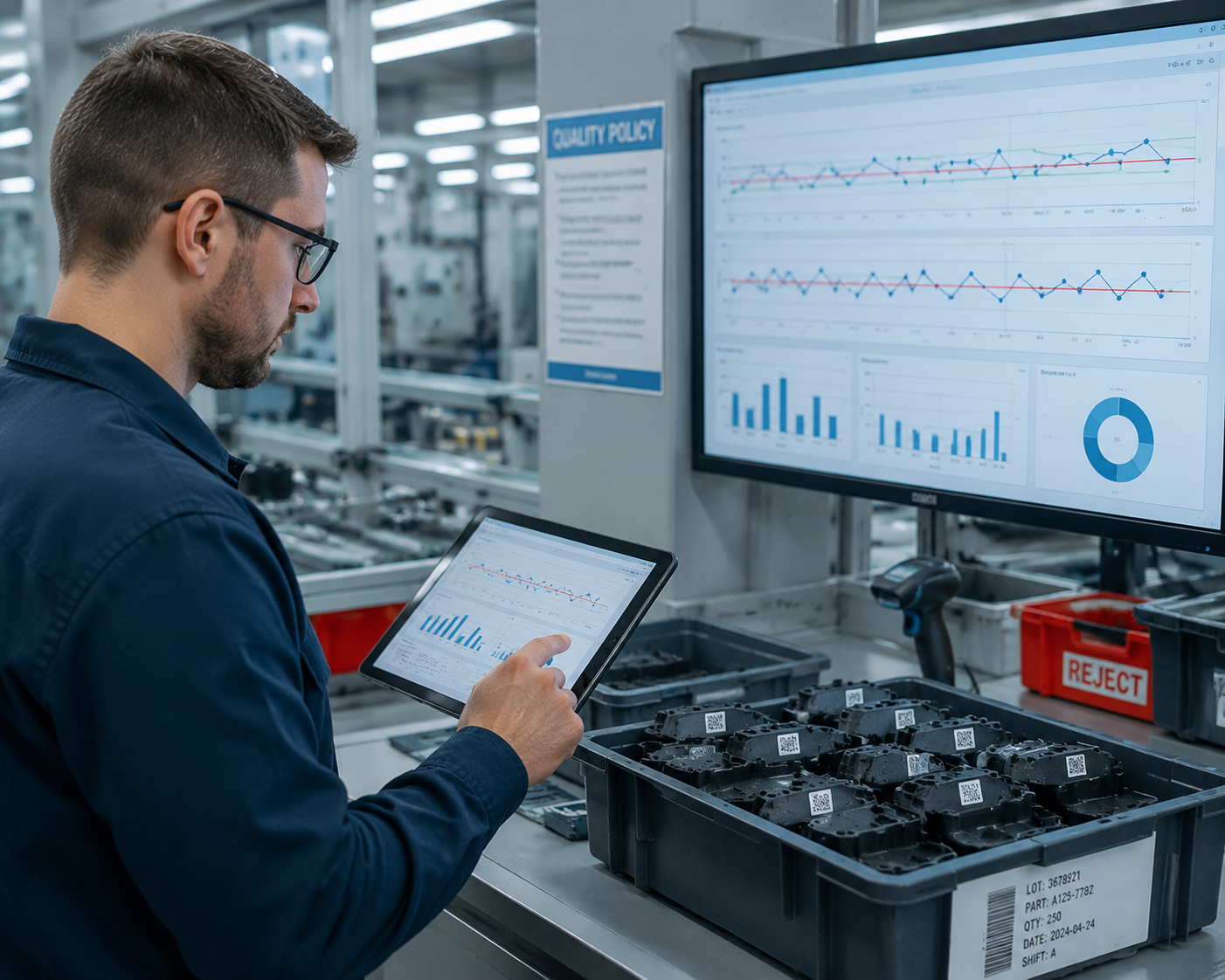 SPC charts and defect tracking for injection molding quality control