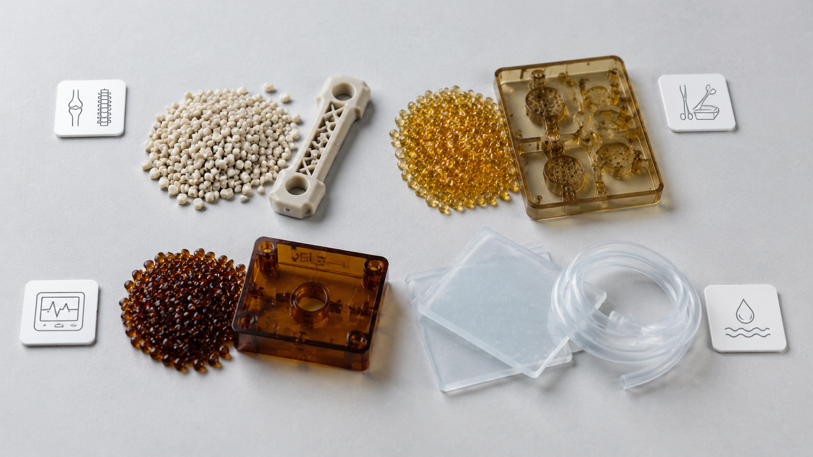 High-performance medical injection molding polymers PEEK PPSU PEI and medical silicone ensuring biocompatibility and sterilization resistance