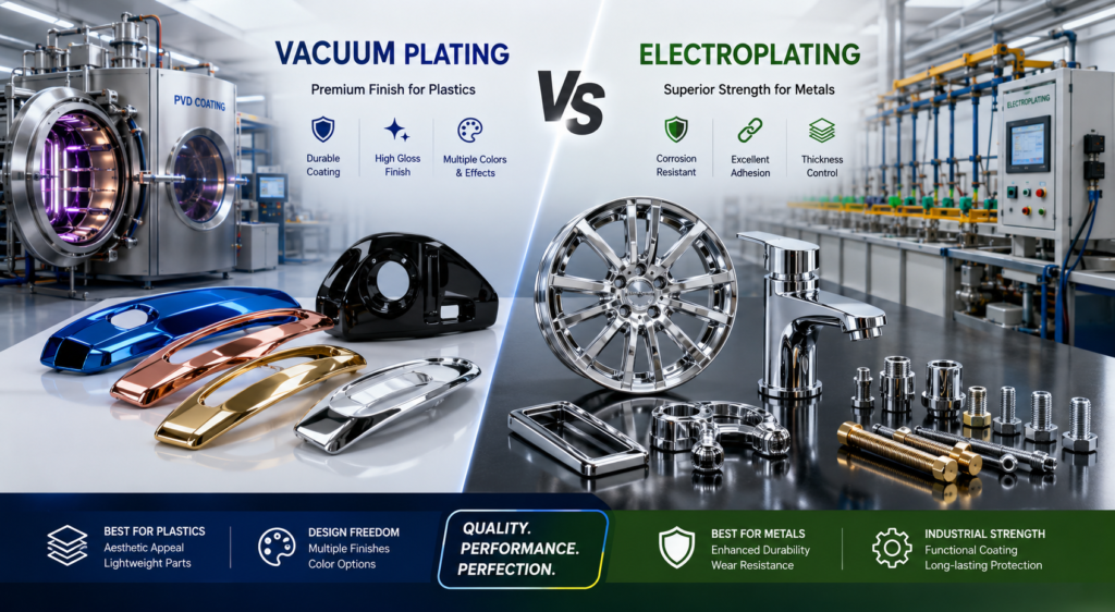 Vacuum plating vs electroplating comparison for industrial parts and surface finishing