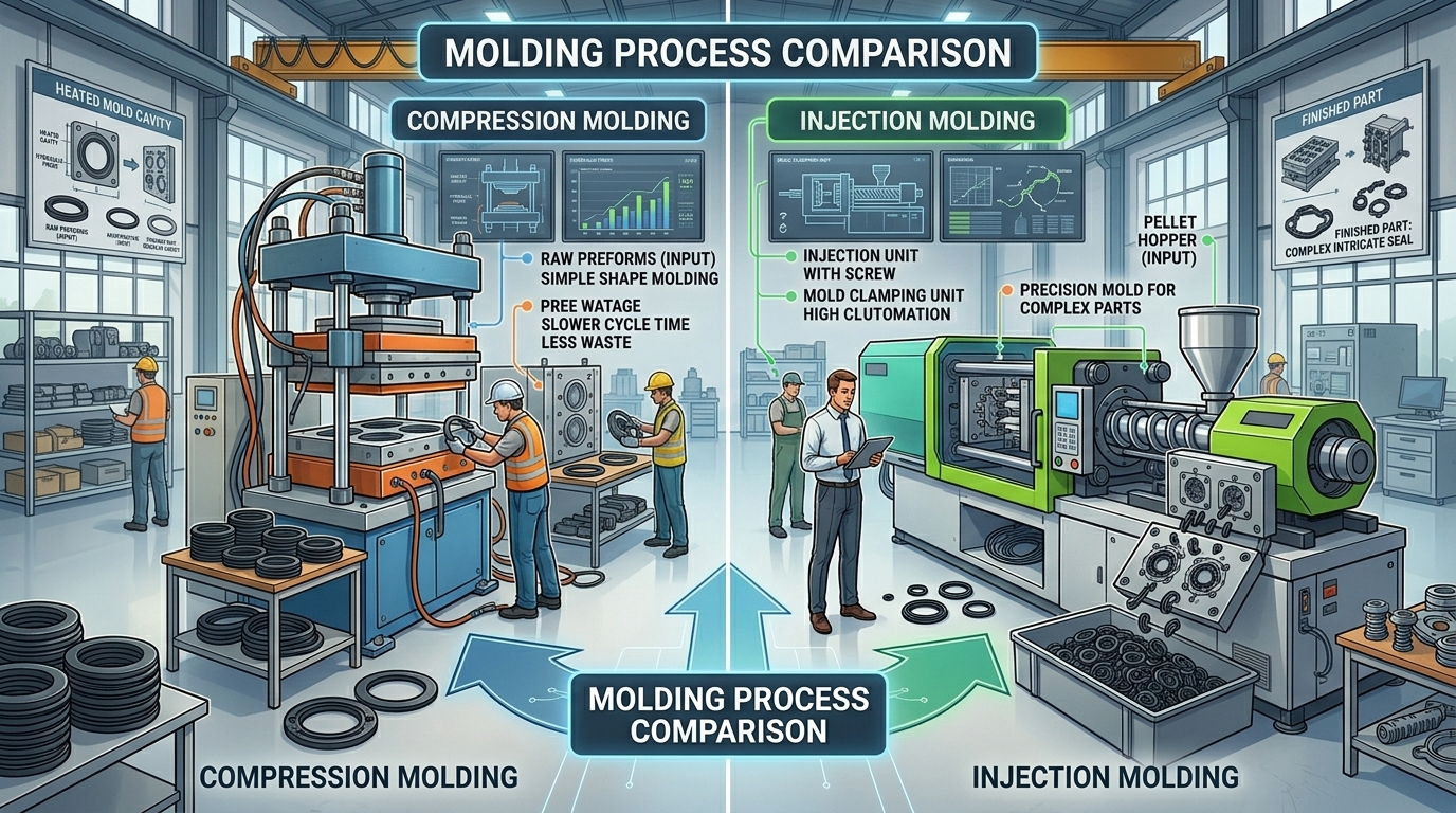 Compression molding vs injection molding comparison