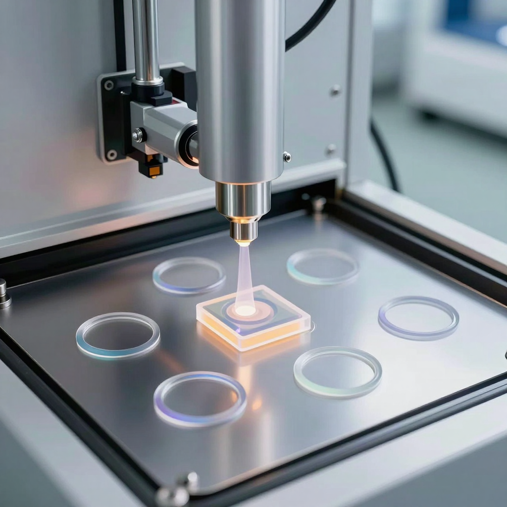 PVD vacuum deposition process creating a thin metallic coating on a product part