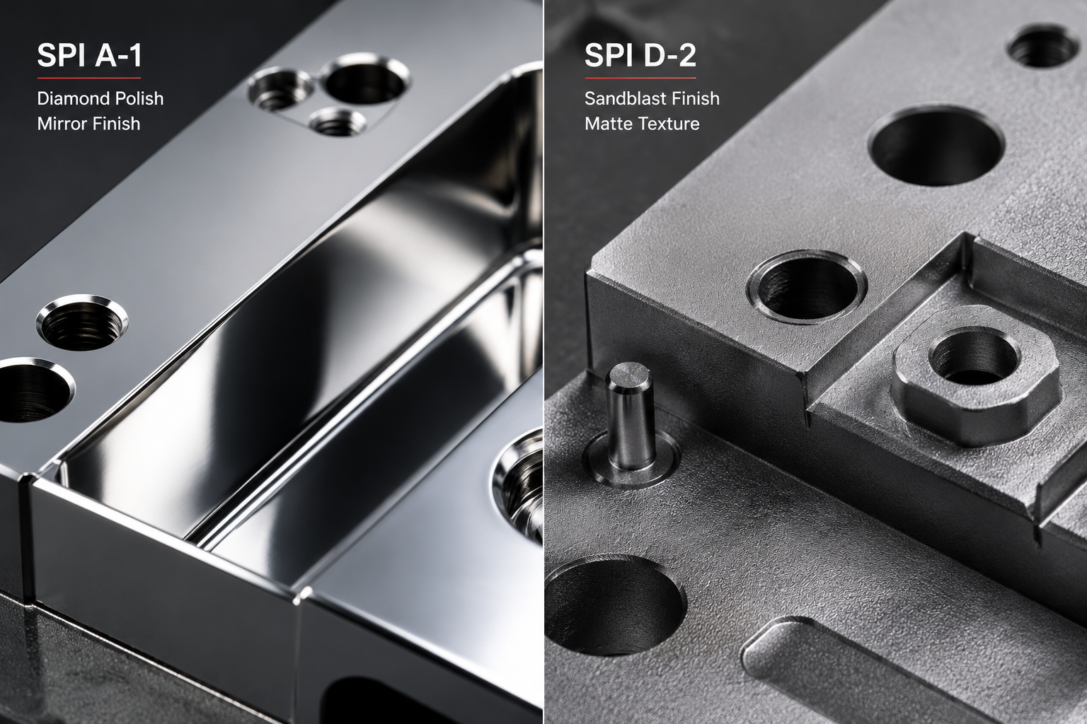 Comparison of SPI mold surface finish textures.