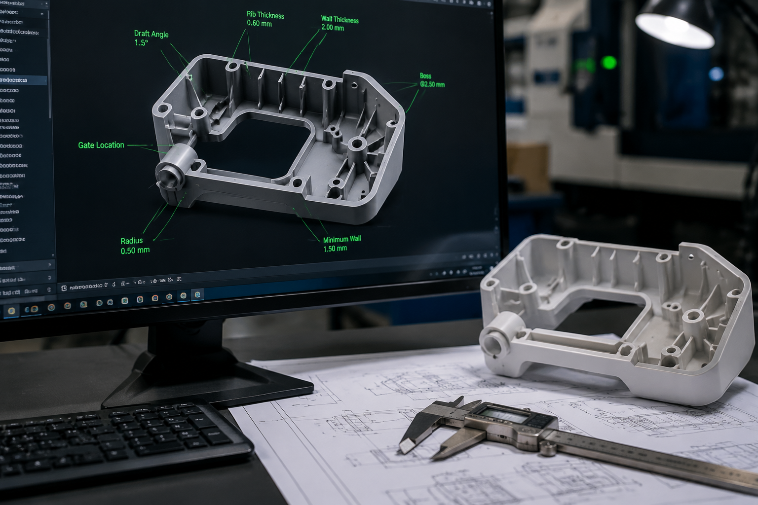 Robotic arm removing parts from injection mold