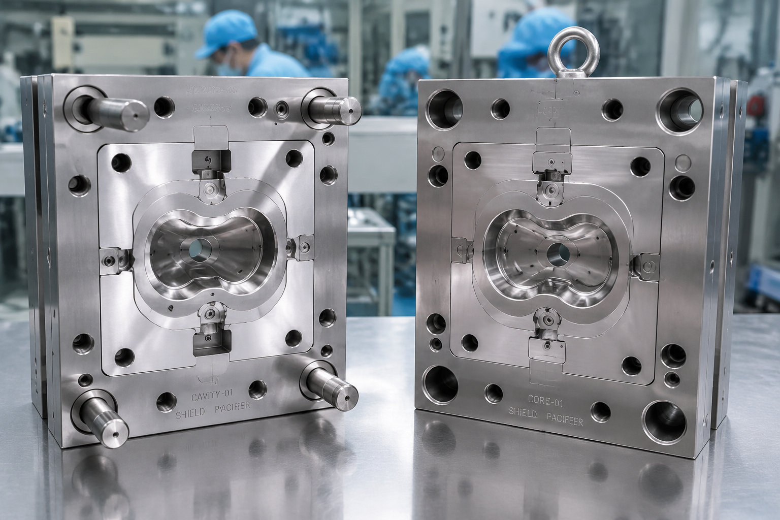 Automated liquid silicone injection molding machine producing custom baby parts