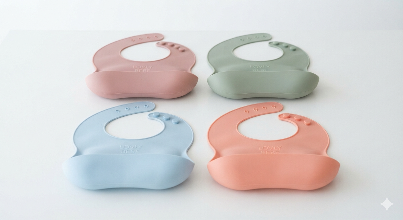 Top-Selling Silicone Baby Bib Collection Showing Food-Grade Material and Catch-All Pocket
