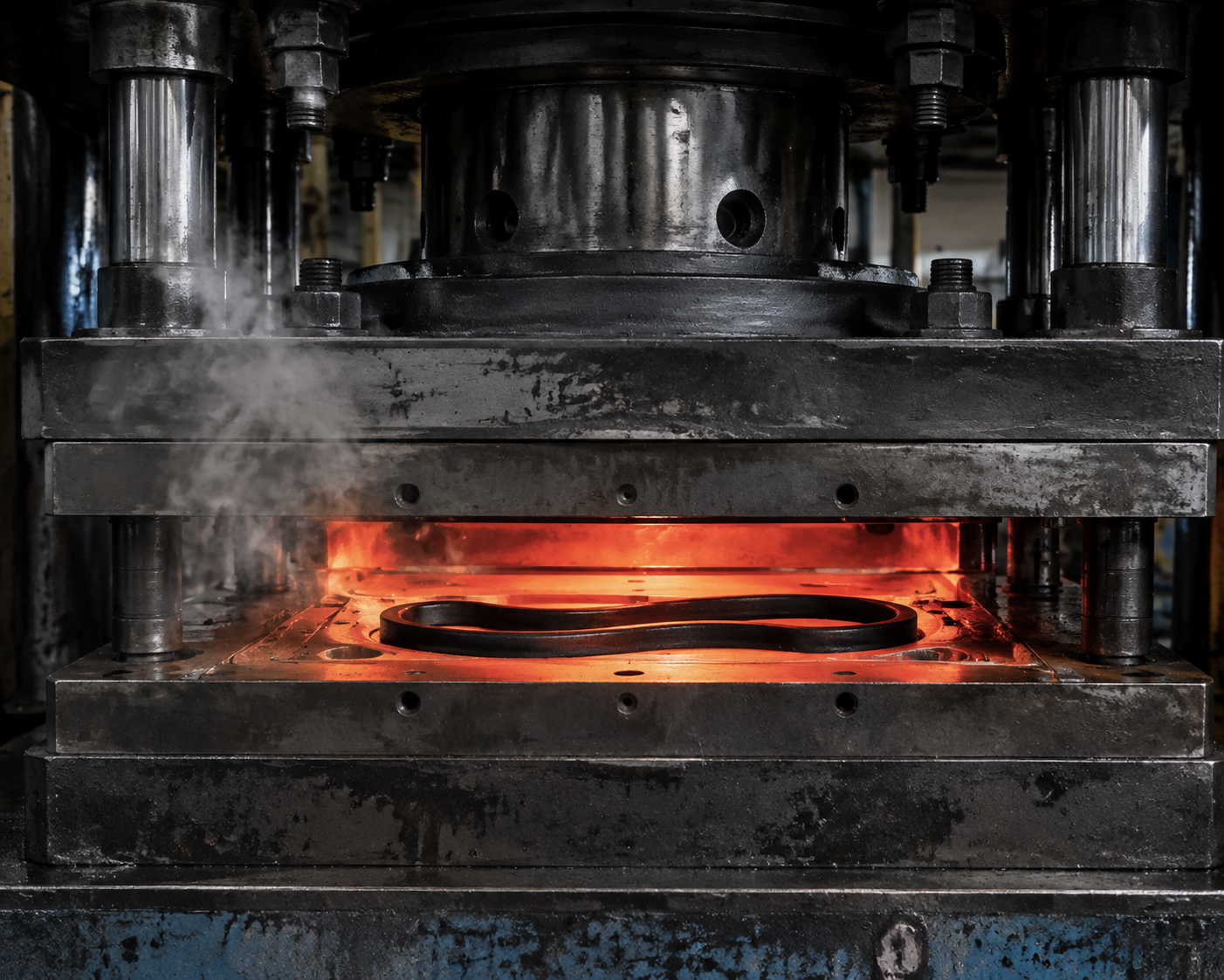 Traditional compression molding process using solid High Consistency Rubber (HCR)