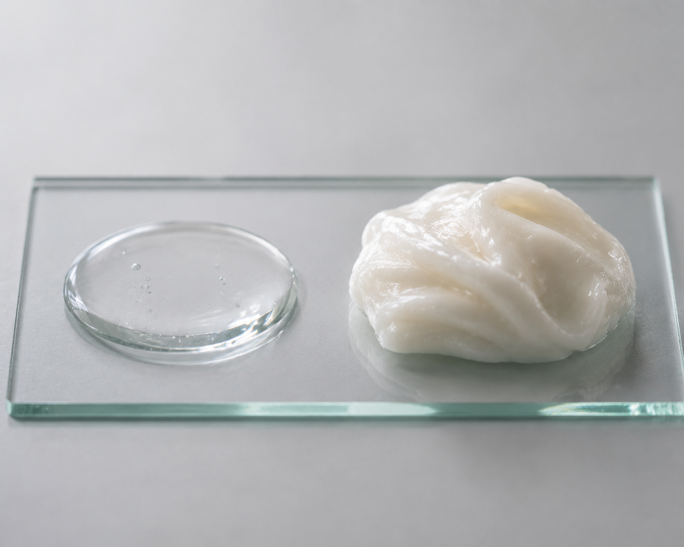 Infographic or side-by-side view showing viscosity differences between LSR and HCR