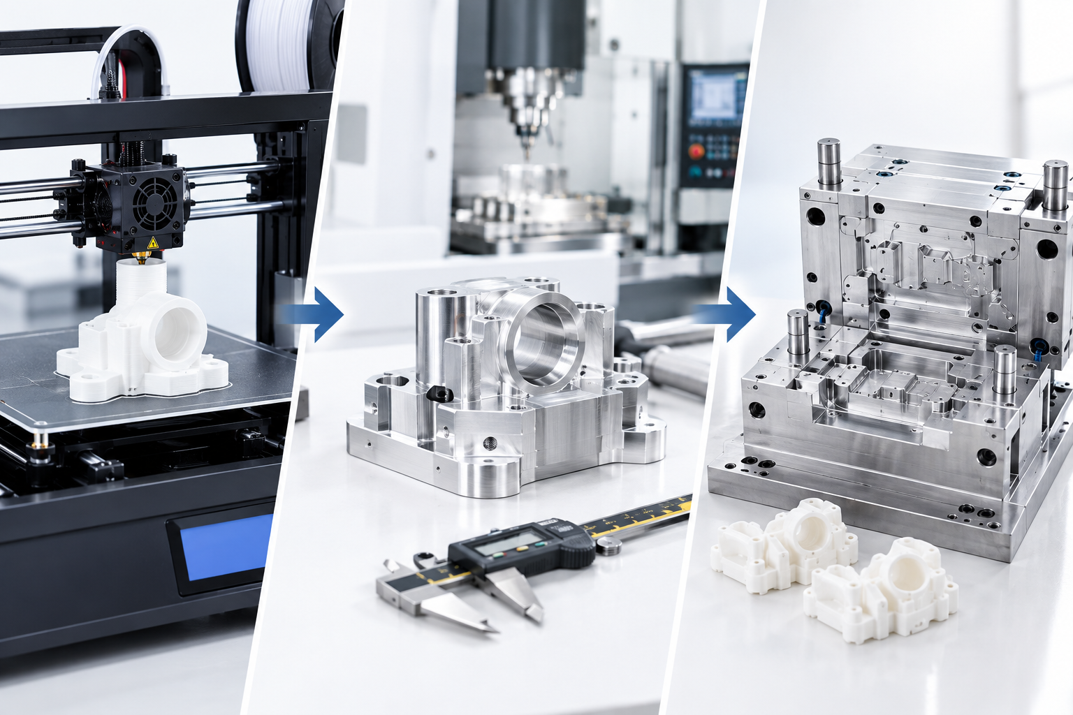 Best rapid prototyping approach staged hybrid strategy from 3D printing to soft tooling