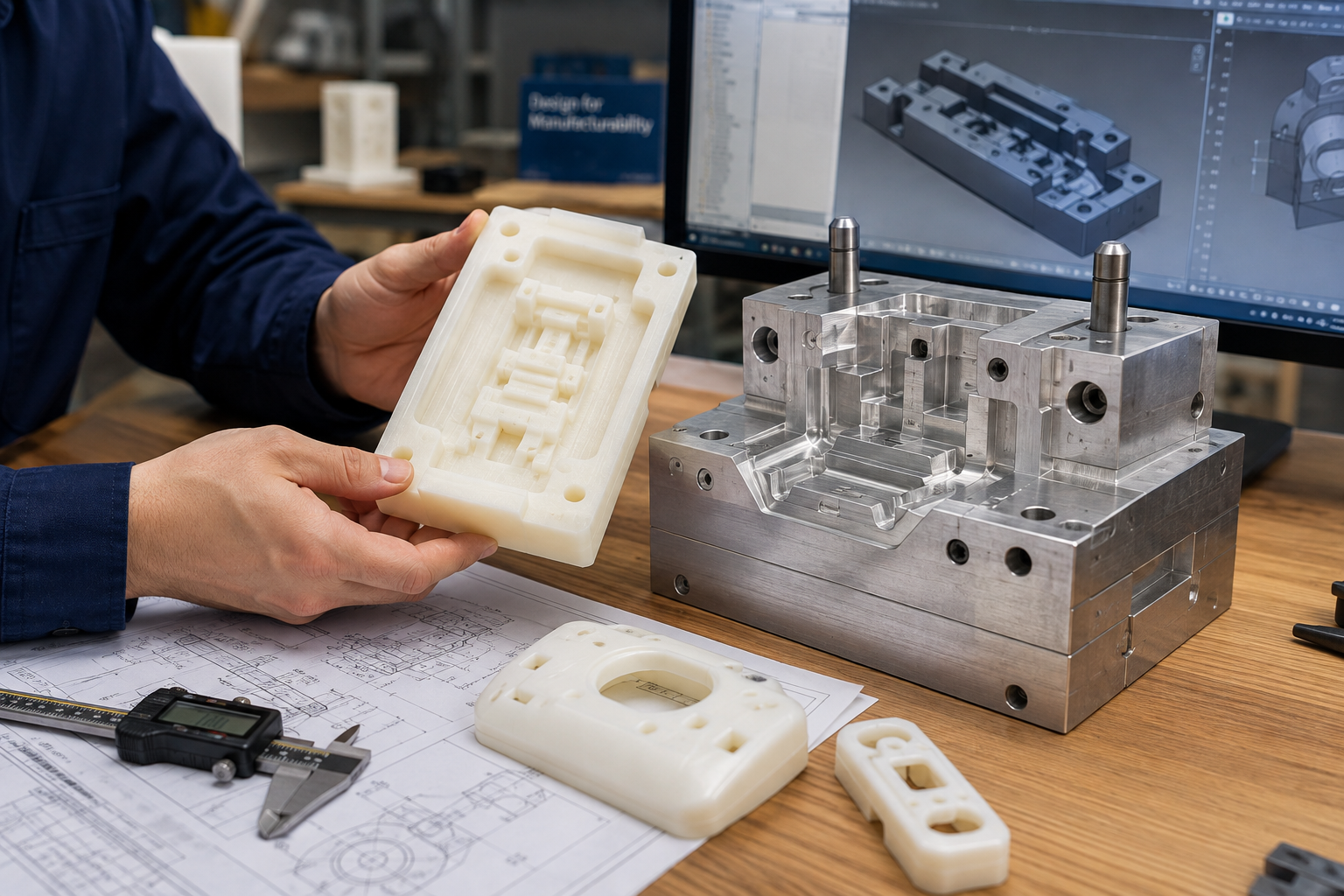 Hybrid manufacturing strategy using 3D printed mold inserts and aluminum tooling