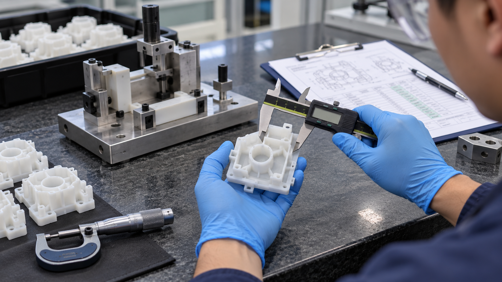 Quality checks and inspections tied to injection molding delivery milestones