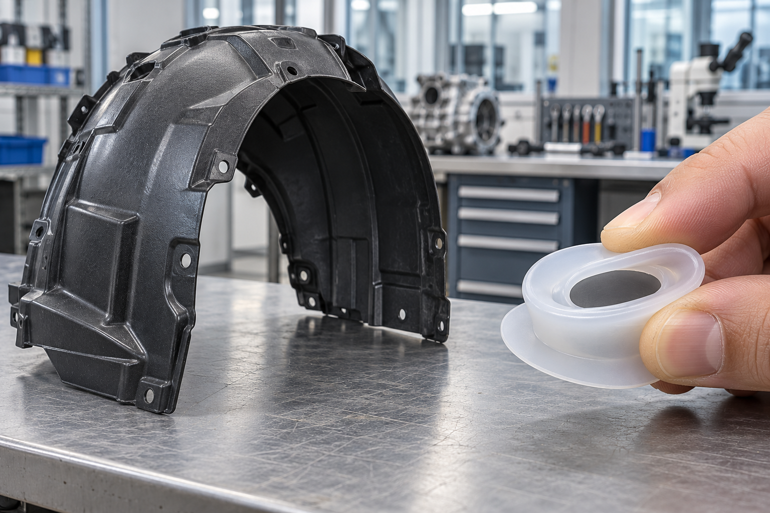 Injection molded polypropylene PP automotive bumper guard and interior panel