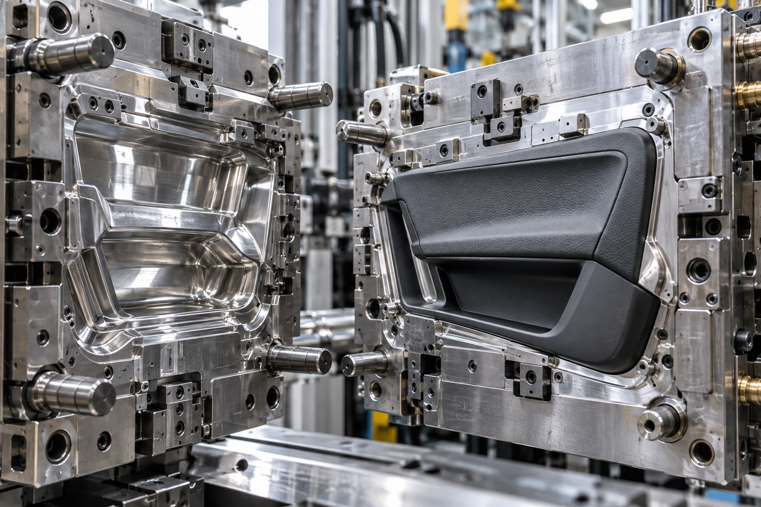 Advanced automotive plastic injection molding components and multi-shot molding process